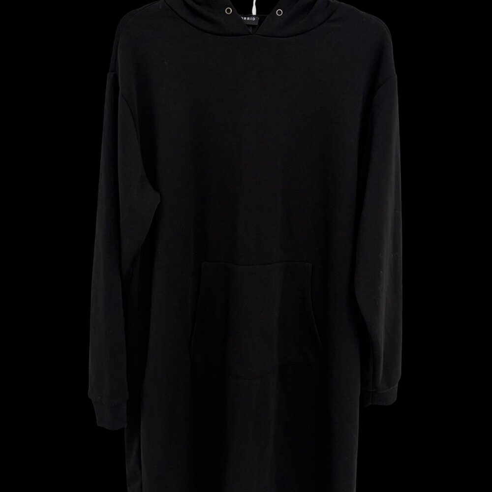 TORRID Hoodie Sweatshirt Women's Mini Dress Black Size 1X Kangaroo Pocket EUC
